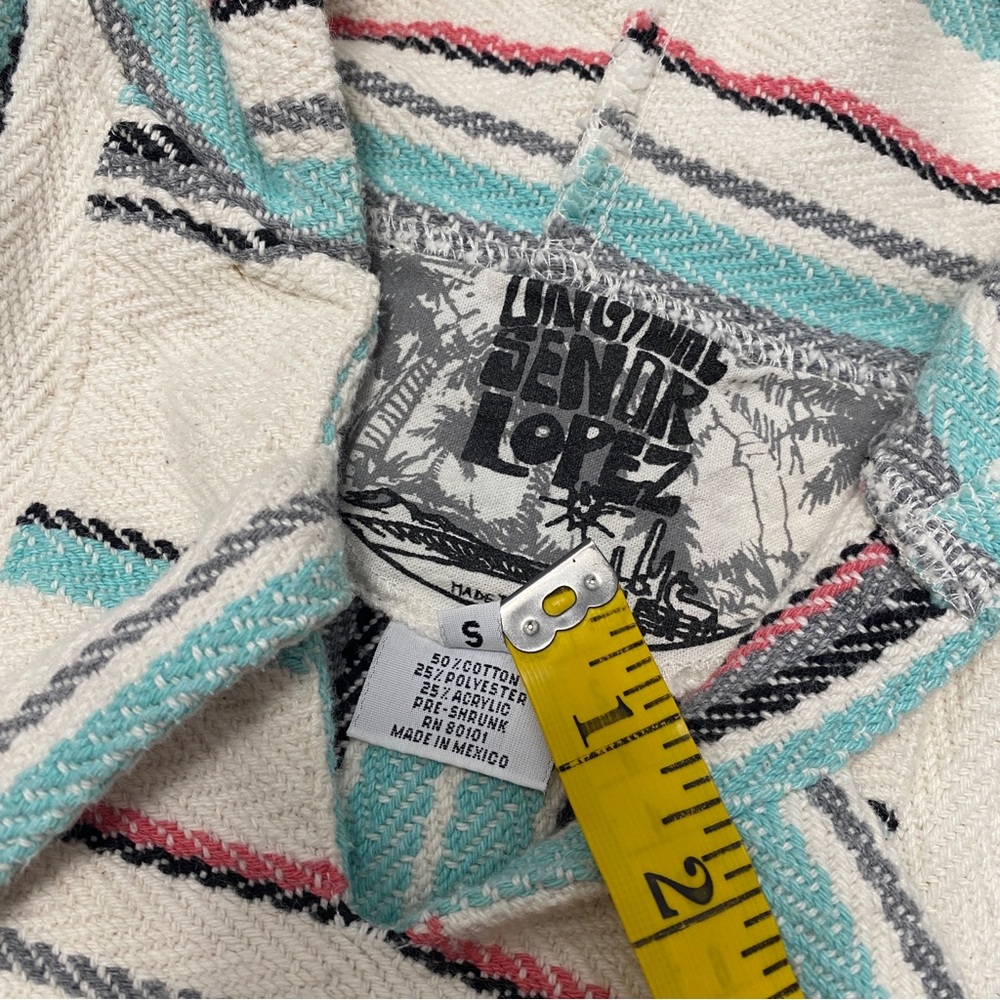 ORIGINAL SENIOR LOPEZ KNIT STRIPE BAJA THICK HOODIE PULLOVER BOHO HIPPIE SURFER - Picture 3 of 6